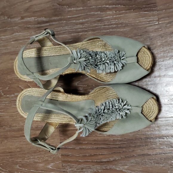(EU41) Made in Spain Peep Toe Wedge Espadrilles Heels Fringe Vacation Cruise - Picture 3 of 12